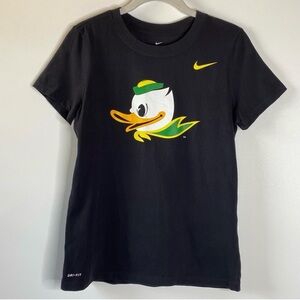 Nike Tee Womens Graphic Shirt Sz S Black Dri-Fit Crew Neck Oregon Ducks Football